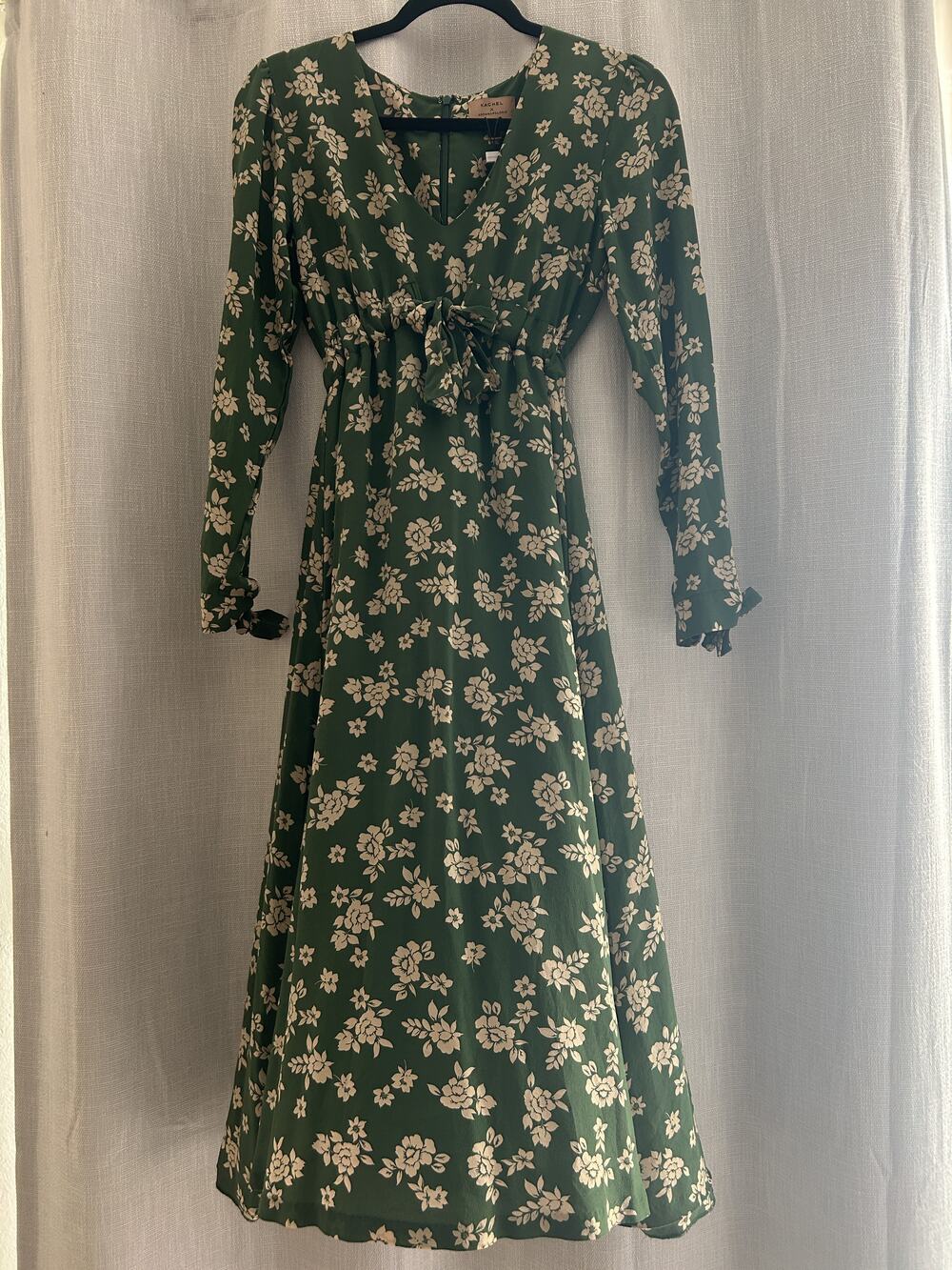 NEW Kachel x Anthropologie green floral long sleeve midi dress, excellent!